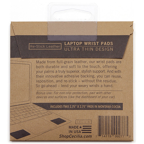 Cecilia Gallery Re-Stick Leather Laptop Wrist Pads (Set of Two Pads, Montana Cocoa)