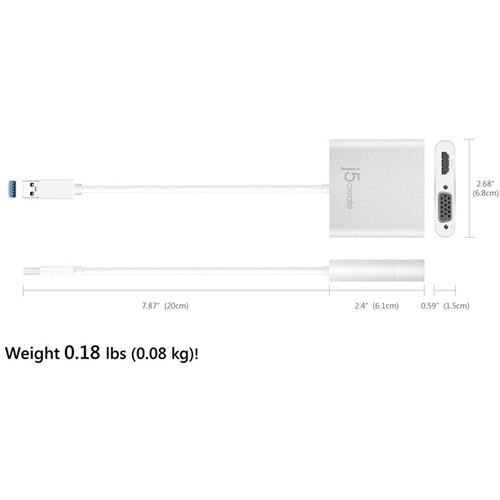 j5create USB 3.1 Gen 1 to HDMI/VGA Multi-Monitor Adapter