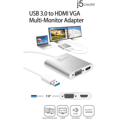j5create USB 3.1 Gen 1 to HDMI/VGA Multi-Monitor Adapter