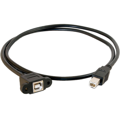 C2G Panel-Mount USB 2.0 Type-B Female to USB 2.0 Type B Male Cable (1', Black)