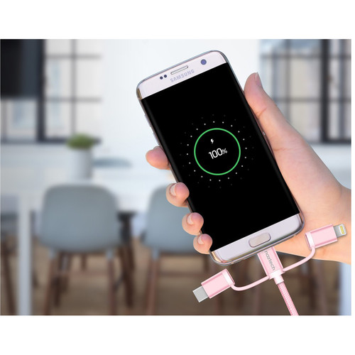 Naztech Braided 3-in-1 Hybrid USB Cable (6', Rose Gold)