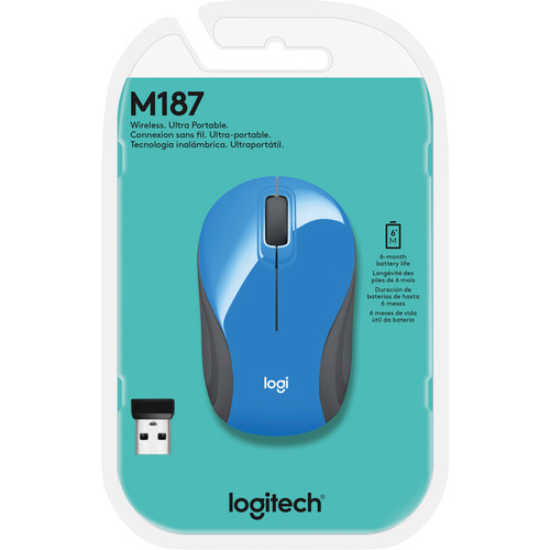 Logitech M187 Wireless Ultra Portable Mouse (Blue)