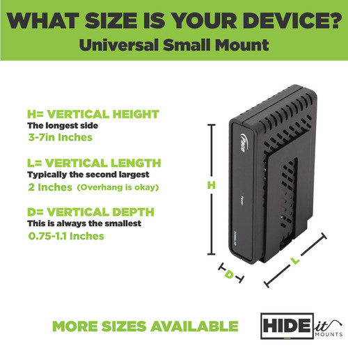 HIDEit Mounts Adjustable Wall Mount for Extra-Small Device (Black)