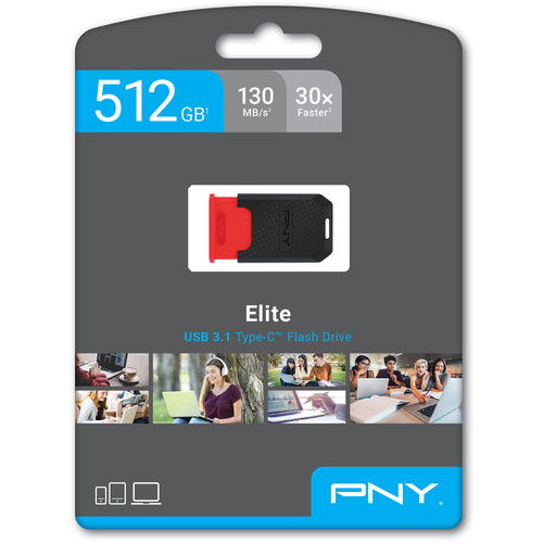 PNY Technologies 512GB Elite USB 3.1 Gen 1 Type-C Flash Drive