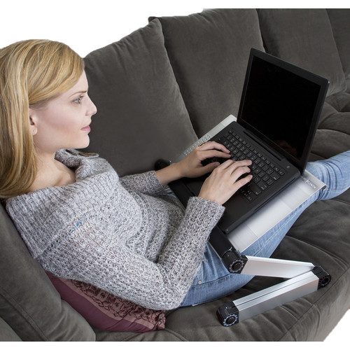 Uncaged Ergonomics WorkEZ Executive Laptop Stand with 3 USB Ports and 2 Cooling Fans (Silver)