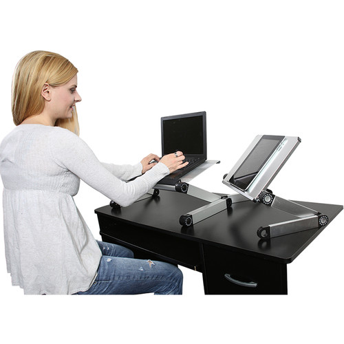Uncaged Ergonomics WorkEZ Executive Laptop Stand with 3 USB Ports and 2 Cooling Fans (Silver)