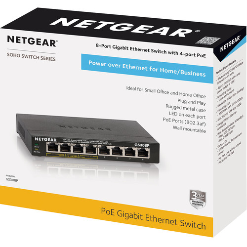 Netgear GS308P 8-Port Gigabit PoE-Compliant Unmanaged Switch