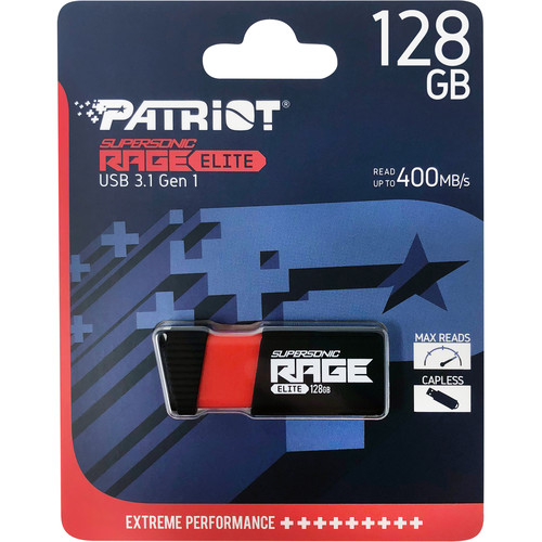 Patriot Supersonic Series Rage Elite 128GB USB 3.1 Gen 1 Flash Drive