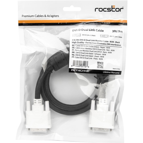 Rocstor DVI-D Dual Link Cable (3', Black)