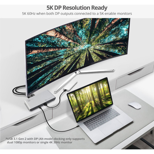 SIIG Thunderbolt 3 Dual DP 4K Video Docking Station with Power Delivery