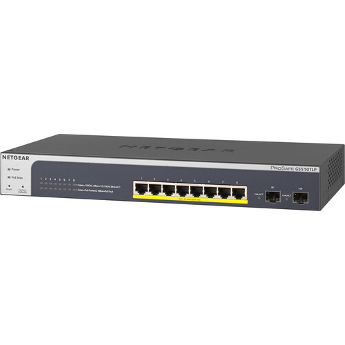 Netgear ProSAFE GS510TLP 8-Port Gigabit Ethernet PoE+ Compliant Managed Switch with SFP
