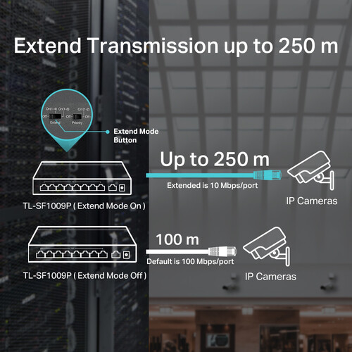 TP-Link TL-SF1009P 9-Port 10/100 Mb/s PoE+ Compliant Unmanaged Switch