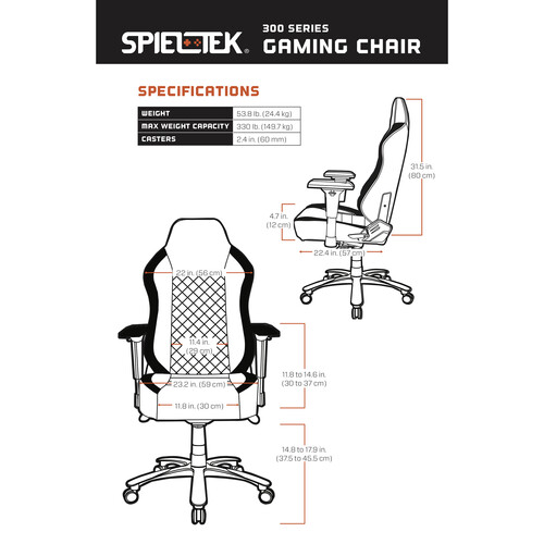 Spieltek 300 Series Gaming Chair (Black/Red)