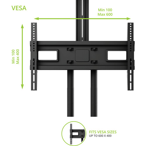Kanto Living Mobile TV Cart with Adjustable Shelf for 37 to 65