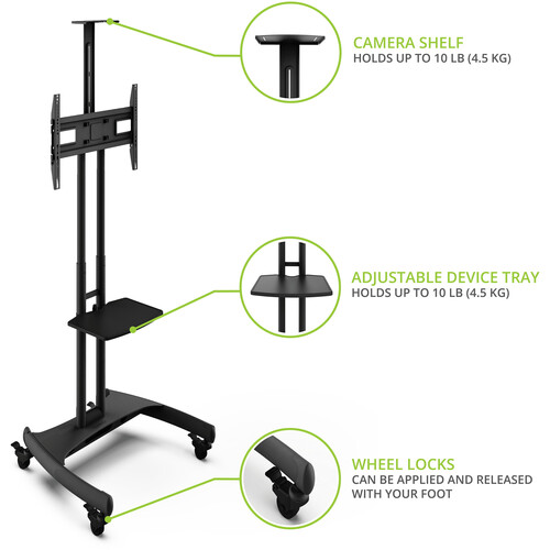Kanto Living Mobile TV Cart with Adjustable Shelf for 37 to 65