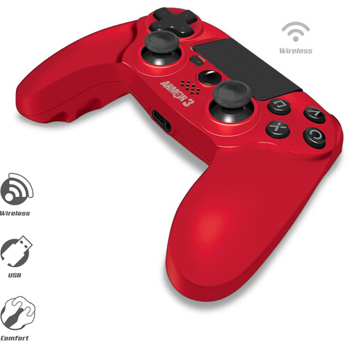 HYPERKIN Armor3 Wireless Game Controller for PS4, Windows, and Mac (Red)