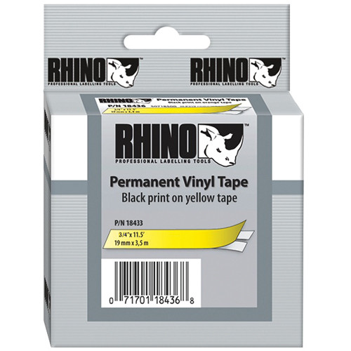 Dymo Rhino 3/4" Yellow Vinyl Labels (Black Print)