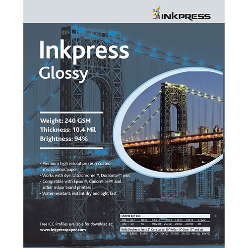 Inkpress Media RC Glossy Inkjet Paper (240gsm) - 4 x 6" (100 Sheets)