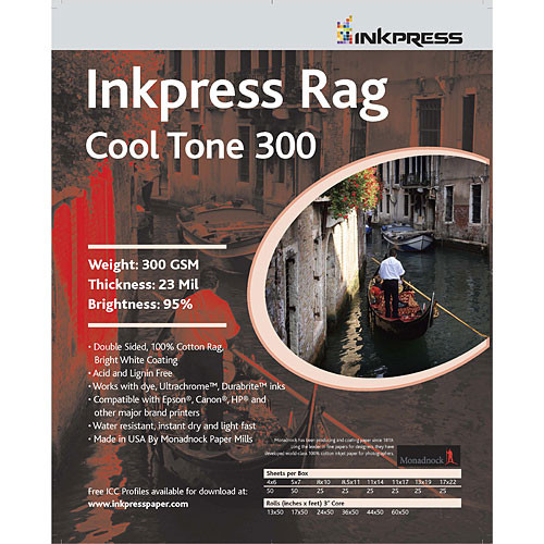 Inkpress Media Rag Cool Tone 300 Paper (8.5 x 11", 25 Sheets)