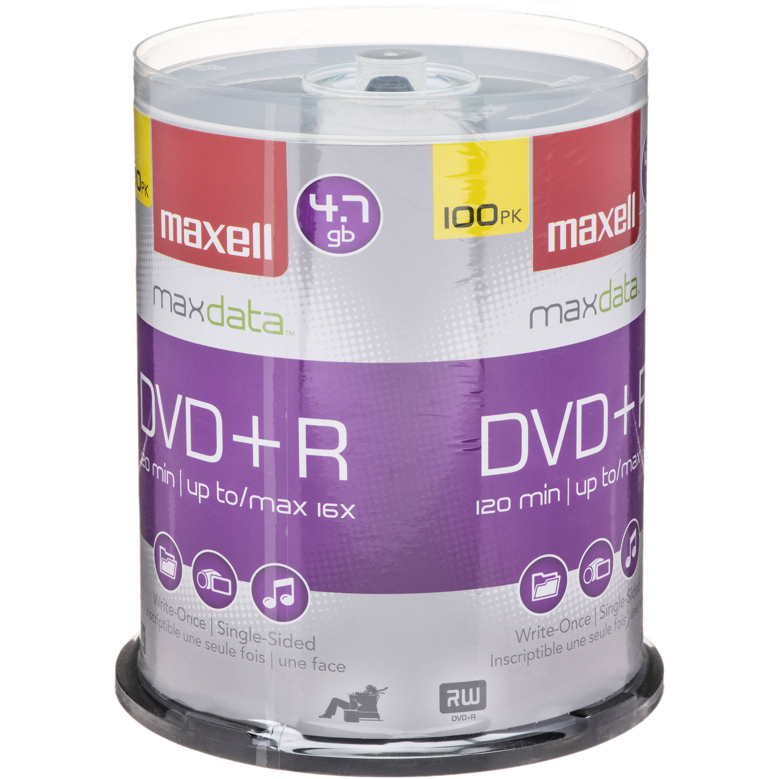 Maxell DVD+R 4.7GB, 16x, Write-Once Recordable Disc (Spindle Pack of 100)