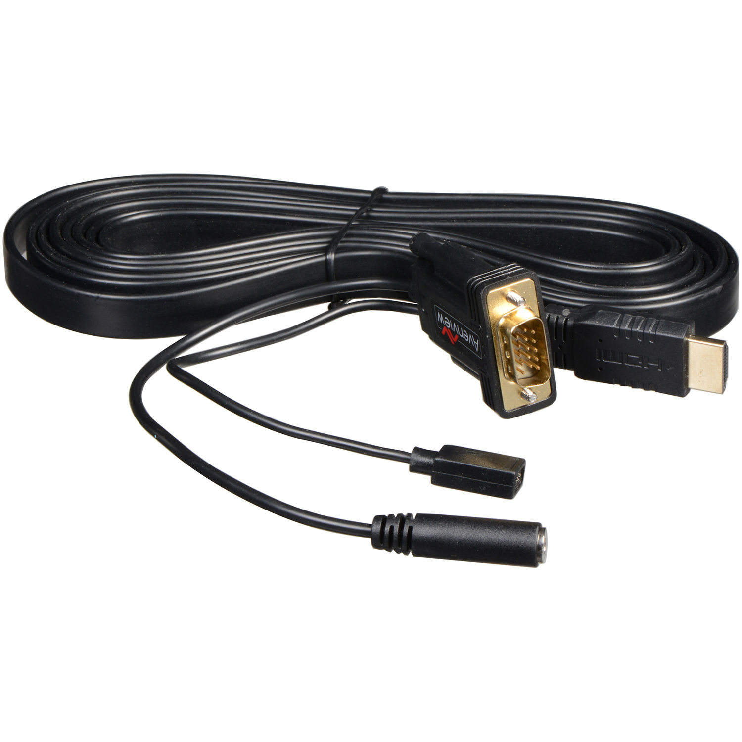 Avenview HDMI Male to VGA Male Flat Cable (Black, 9.9')