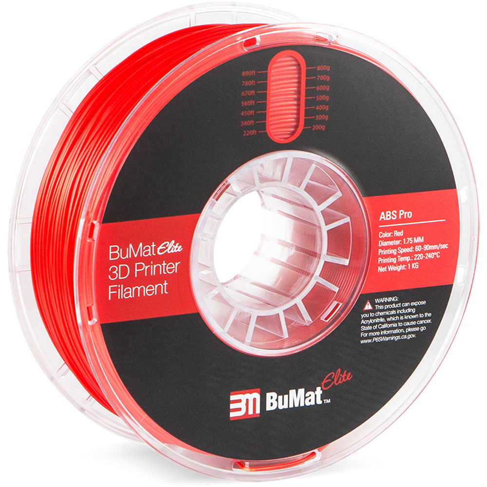 BuMat Elite Professional 1.75mm ABS Filament (1kg, Red)