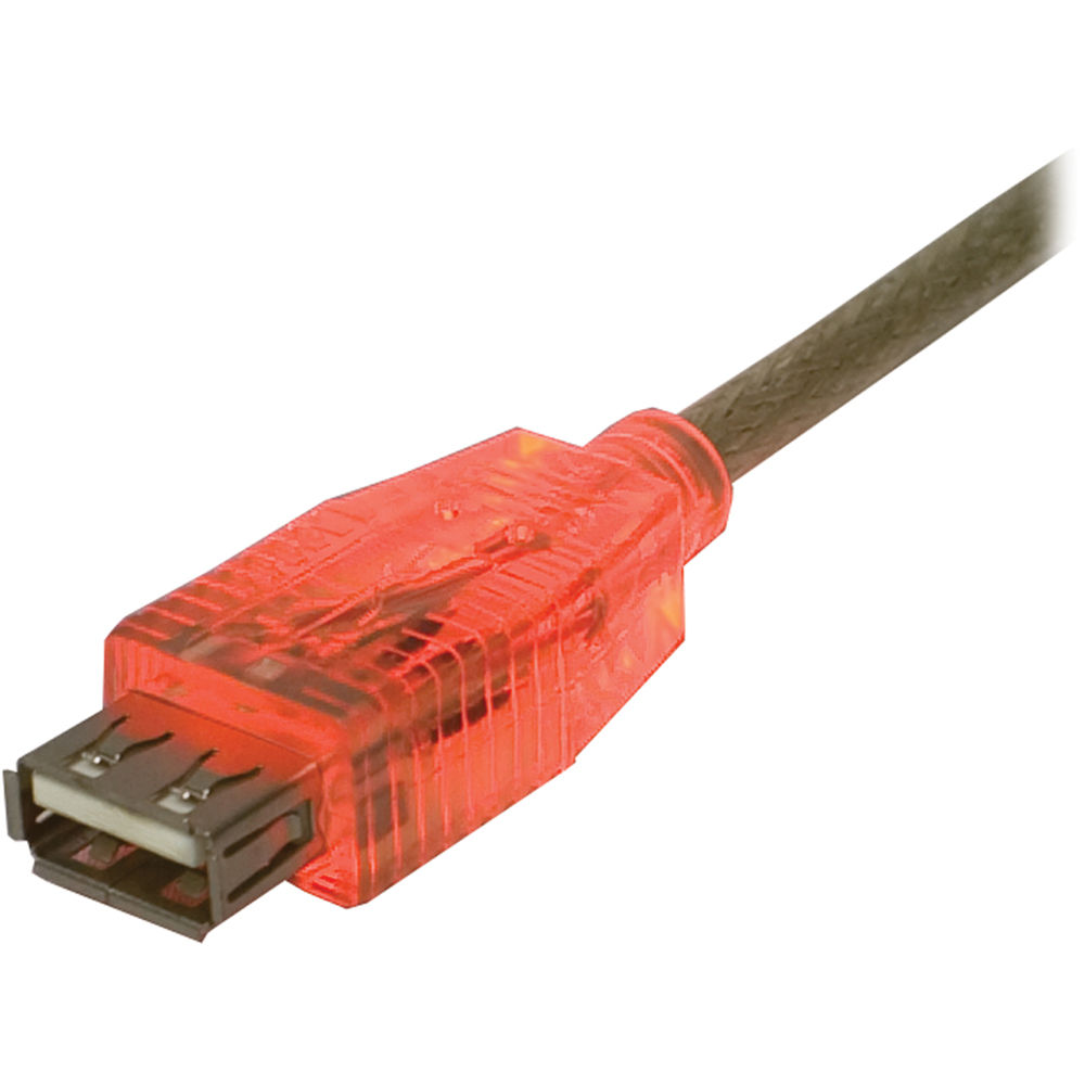 QVS USB Power Charger & Sync Lighted Extension Cable with Red LEDs (10', Silver)
