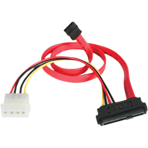 StarTech SAS 29 Pin to SATA Cable with LP4 Power (Red, 18")