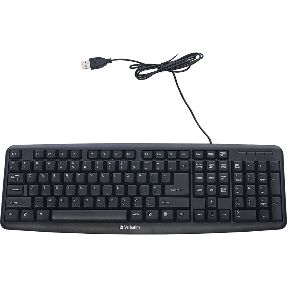 Verbatim Slimline Corded USB Keyboard (Black)