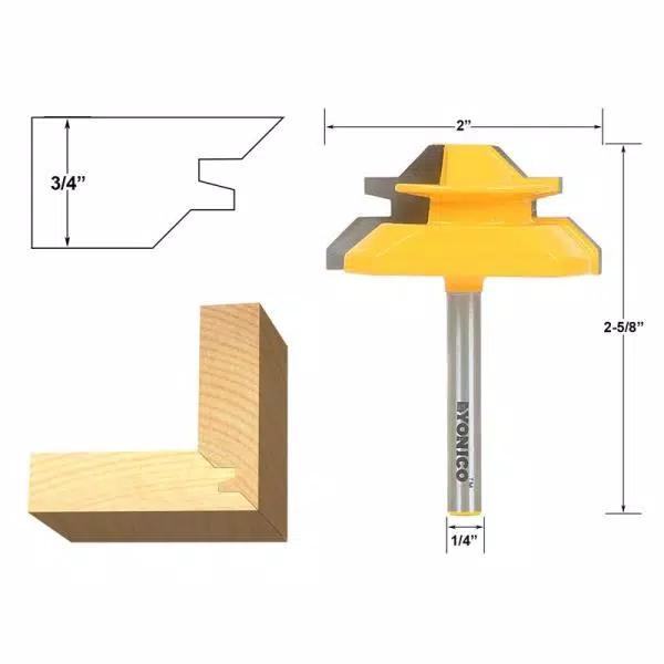 Yonico Lock Miter up to 3/4 in. Stock Carbide Tipped Router Bit