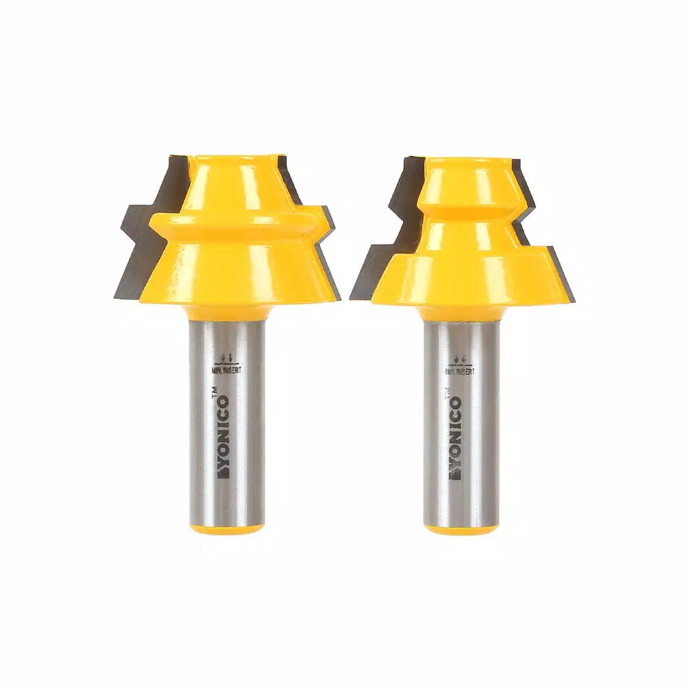 Yonico Lock Miter 22.5 1/2 in. Shank Carbide Tipped Router Bit Set (2-Piece)